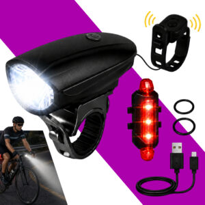 Kit Farol Bike Led Com Buzina Alta Forte Sinalizador Traseiro Recarregável Usb - Oferta na Shopee