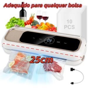 25cm Seladora A Vácuo Embalagens 90kpa Alimentos Portátil