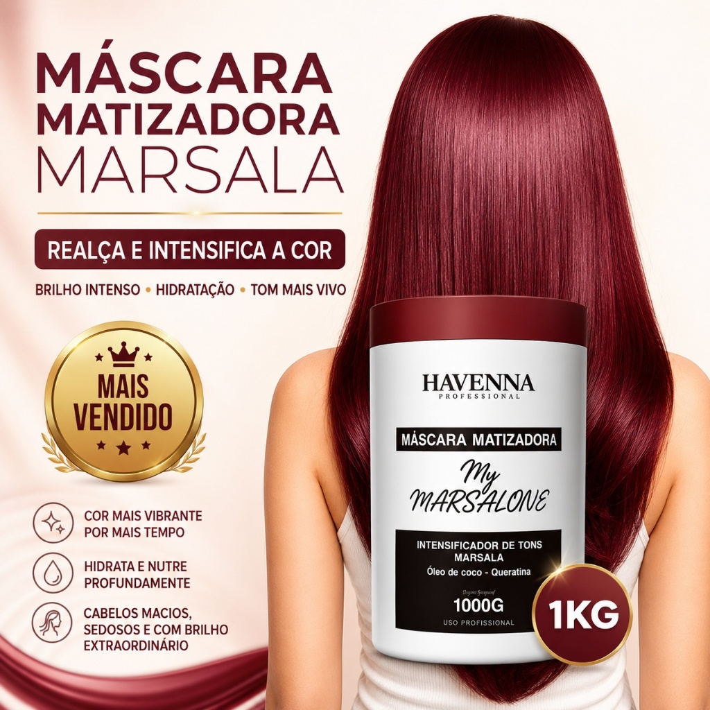 Mascara Matizadora Para Cabelos Marsala 1kg Mascara Matizadora Para Cabelos Marsala 1kg
