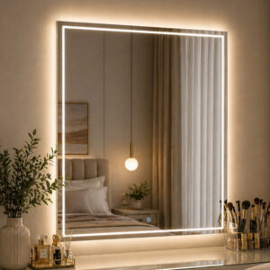 Espelho Grande com Led 3 Cores e Touch Retangular 60x40 Jateado Lapidado Banheiro Decorativo - Oferta na Shopee