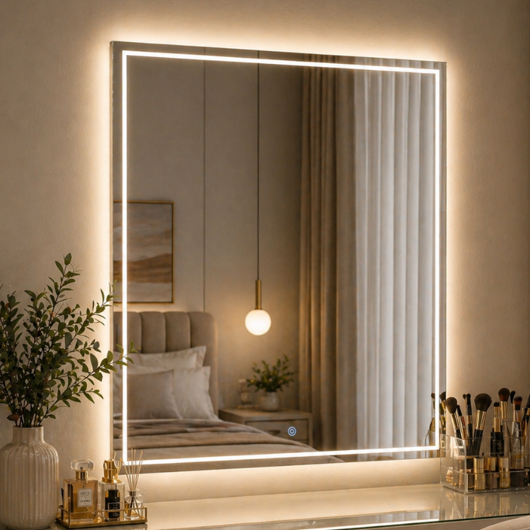 Espelho Grande com Led 3 Cores e Touch Retangular 60x40 Jateado Lapidado Banheiro Decorativo Espelho Grande com Led 3 Cores e Touch Retangular 60x40 Jateado Lapidado Banheiro Decorativo - Oferta na Shopee