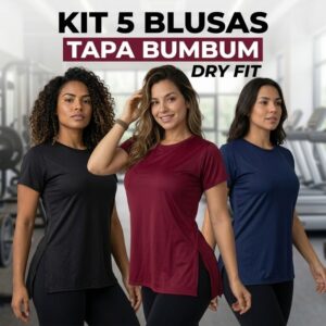 Kit 5 Blusas Feminina Academia Dry Fit Camisa Musculação Treino camiseta tapa bum bum - Oferta na Shopee