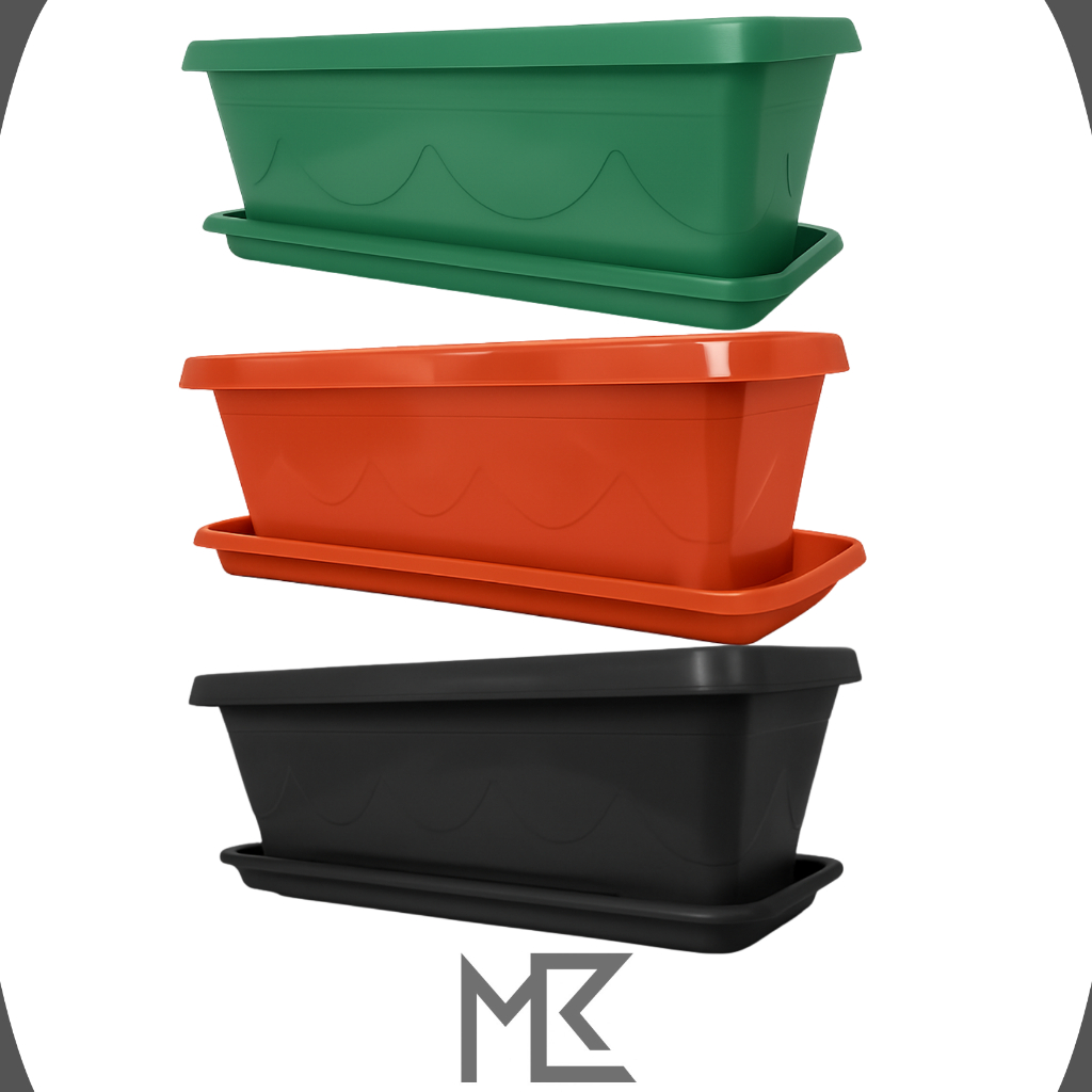 Floreira/Vaso 19L 60cm Prato Grande Horta/Jardim Retangular Plástico Preto/Verde/Terracota Floreira/Vaso 19L 60cm Prato Grande Horta/Jardim Retangular Plástico Preto/Verde/Terracota