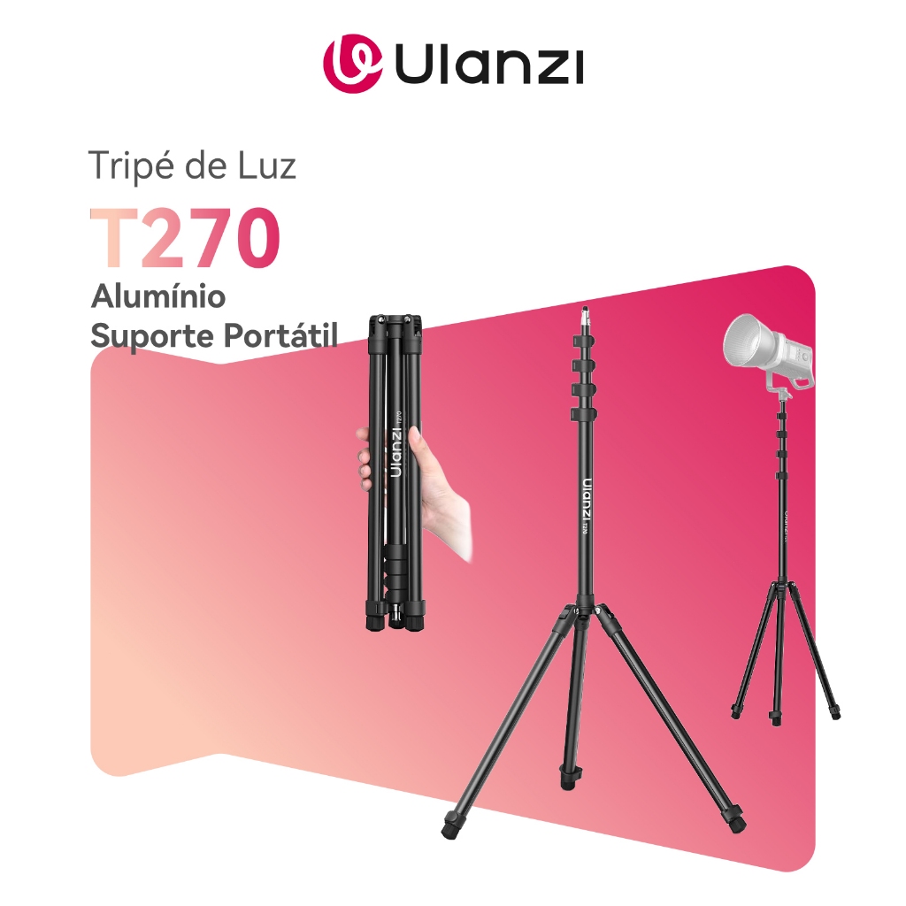 ULANZI T270 Tripé de Luz 270cm Alumínio para Softbox LED Estúdio Fotografia Portátil ULANZI T270 Tripé de Luz 270cm Alumínio para Softbox LED Estúdio Fotografia Portátil