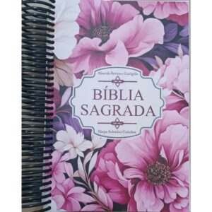 Bíblia Sagrada Revista e Corrigida Capa Brochura Espiral com Folhas para anotações Texto Colorido com Harpa Cristã Média - Oferta na Shopee