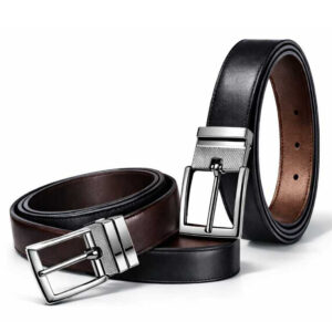 Cinto Masculino Social Dupla Face Largo Couro Ecológico Premium Alta Qualidade 2 em 1 Preto e Marrom - Oferta na Shopee
