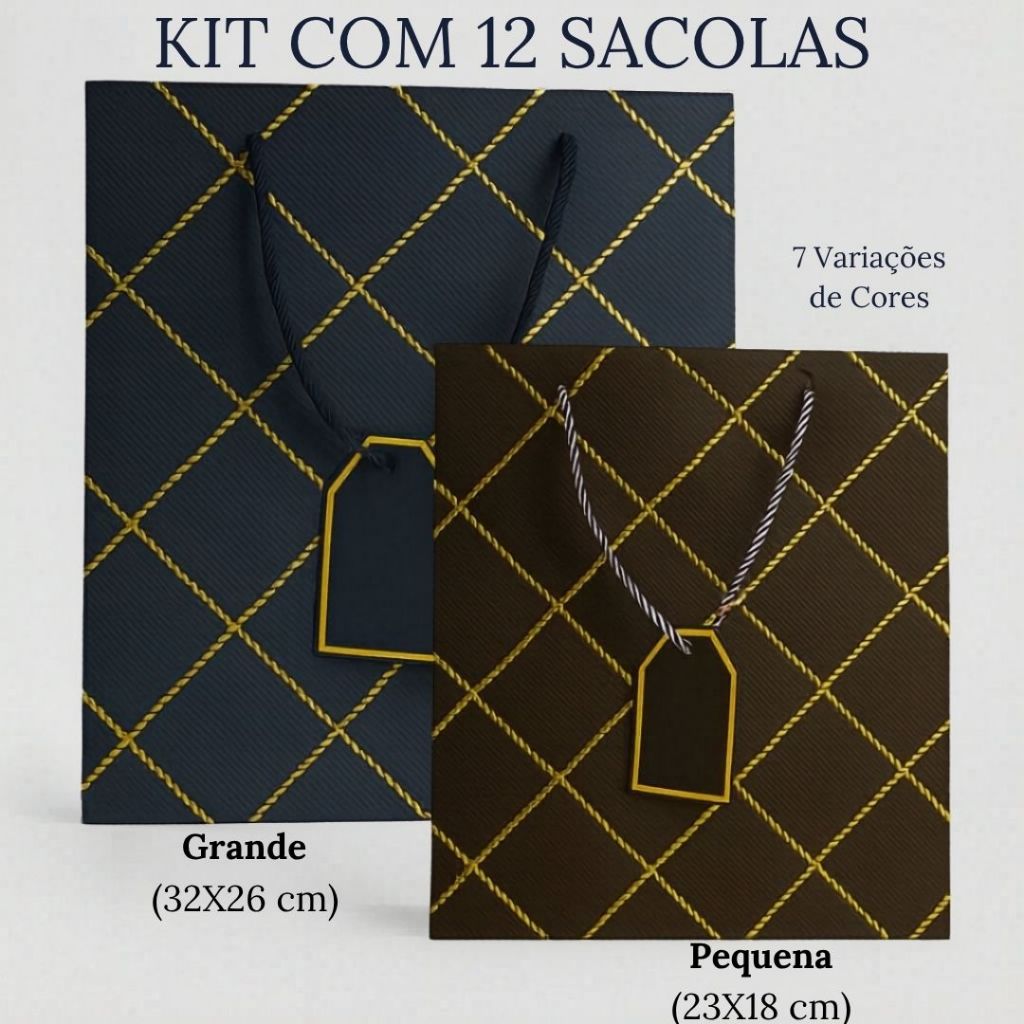 Kit Pacote com 12 Sacolas Luxo para Presente Trançada Pequena(22cmX18cmx10cm) ou Grande(30x26cmx12cm) Kit Pacote com 12 Sacolas Luxo para Presente Trançada Pequena(22cmX18cmx10cm) ou Grande(30x26cmx12cm) - Oferta na Shopee