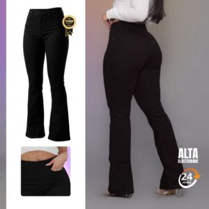 Calça Flare Jeans Feminina Cintura Alta 4 Bolsos Boca Larga com Elastano Premium - Oferta na Shopee