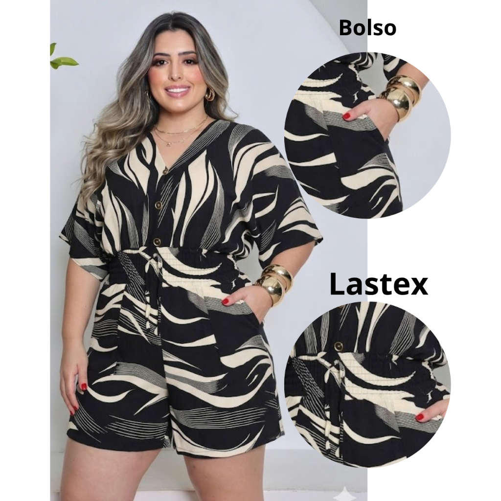 MACAQUINHO PLUS SIZE FEMININO DUNA SOLTINHO CURTO LUXO AMARRAÇAO NAS COSTAS E BOTOES NA FRENTE MACAQUINHO PLUS SIZE FEMININO DUNA SOLTINHO CURTO LUXO AMARRAÇAO NAS COSTAS E BOTOES NA FRENTE