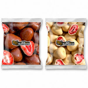 Kit Morango Liofilizado Drageado Chocolate Ao Leite + Chocolate Branco Sem Adição de Açúcares Importados 100g cada - Oferta na Shopee