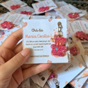 Kit Lembrancinha Chaveiros Ursinho Com Tag Personalizada | Chá de Bebê