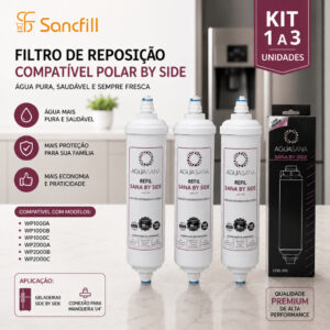 Filtro Refil Compatível Polar WP1000 WP2000 Side By Side Engate Reto 1/4 Kit 1 a 3 - Oferta na Shopee