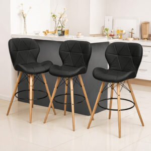 Kit 3 Banquetas Slim Pé Palito Eiffel Wood Estofada Casa Sala Apartamento Escritório Pé Madeira - Oferta na Shopee