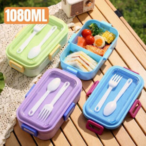 Marmita 1080ml com Divisória Talheres Pote Porta Alimentos Lancheira Marmita Para Trabalho e Escola - Oferta na Shopee