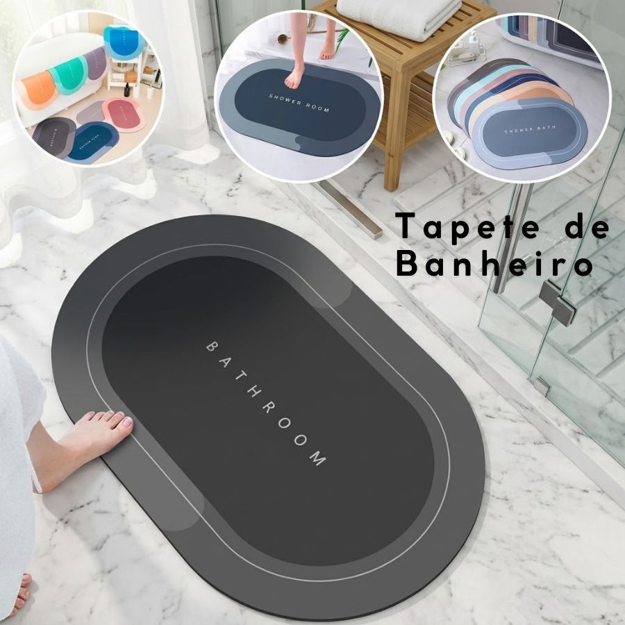 Tapete de Banheiro Absorvente Antiderrapante Secagem Rápida Tapete de Banheiro Absorvente Antiderrapante Secagem Rápida