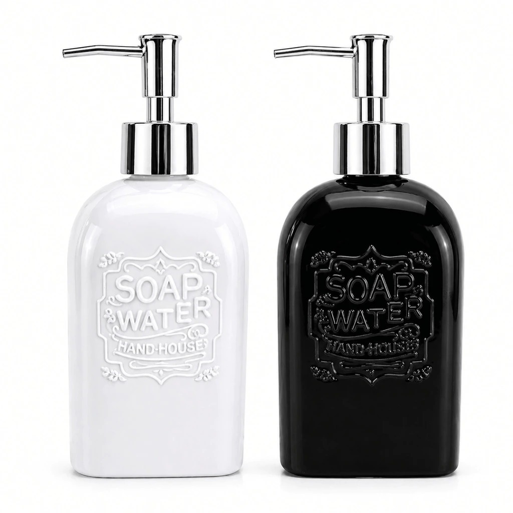Porta Sabonete Liquido 400ML 20x8Cm Dispenser Para Banheiro Vidro Preto Ou Branco Decorativo clink Porta Sabonete Liquido 400ML 20x8Cm Dispenser Para Banheiro Vidro Preto Ou Branco Decorativo clink