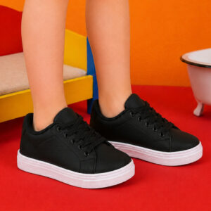 Tênis Infantil Masculino Casual Preto Branco Confortável Estiloso Leve e Antiderrapante Escolar - Oferta na Shopee