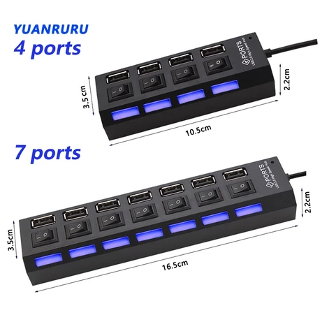 Hub USB com 4 Ou 7 Entradas USB 2.0 Pc HD Externo Pendrive Hub USB com 4 Ou 7 Entradas USB 2.0 Pc HD Externo Pendrive
