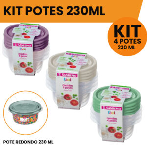 kit 4 Pote Redondo Pequeno 230ml Sanremo – Compacto