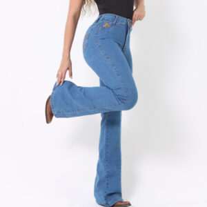 Calça Flare Feminina COUNTRY Cintura Alta Jeans Western Estilosa Com Lycra Elastano - Oferta na Shopee