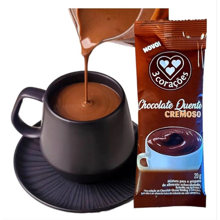 Chocolate Quente Cremoso 3 Corações 10 Sachês 20g Cada Chocolate Quente Cremoso 3 Corações 10 Sachês 20g Cada