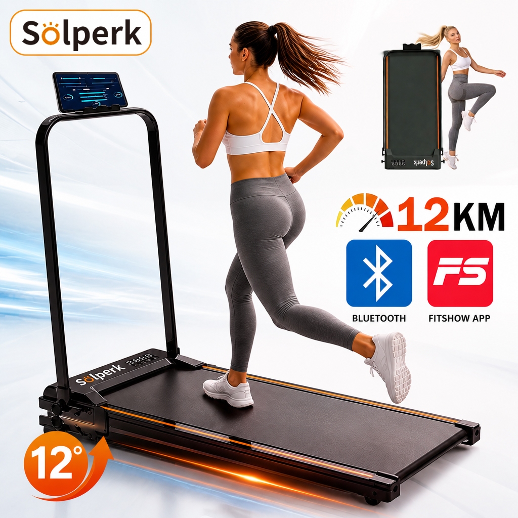Solperk Esteira Ergométrica Elétrica 2.0HP Dobrável Silenciosa Bluetooth 12km/h Capacidade 120kg 110V/220V Solperk Esteira Ergométrica Elétrica 2.0HP Dobrável Silenciosa Bluetooth 12km/h Capacidade 120kg 110V/220V