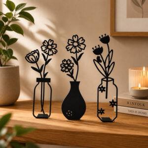 Kit 3 Vasos Decorativos Modernos de Mesa Decoração Minimalista para Sala