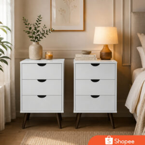 Kit 2 Mesa De Cabeceira Com 3 Gavetas Para Quarto Escritorio Grécia Plus Multiuso Estilo Retrô Criado Moderno - Oferta na Shopee