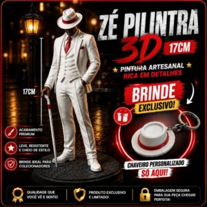 Zé Pilintra 3D 17cm + BRINDE: Chaveiro Exclusivo | Pintura Artesanal - Oferta na Shopee