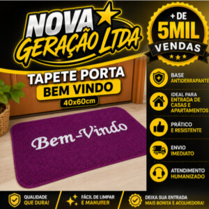 Tapete Porta Bem Vindo 40x60 Antiderrapante  Entrada Casa Apartamento Lavável Resistente - Oferta na Shopee