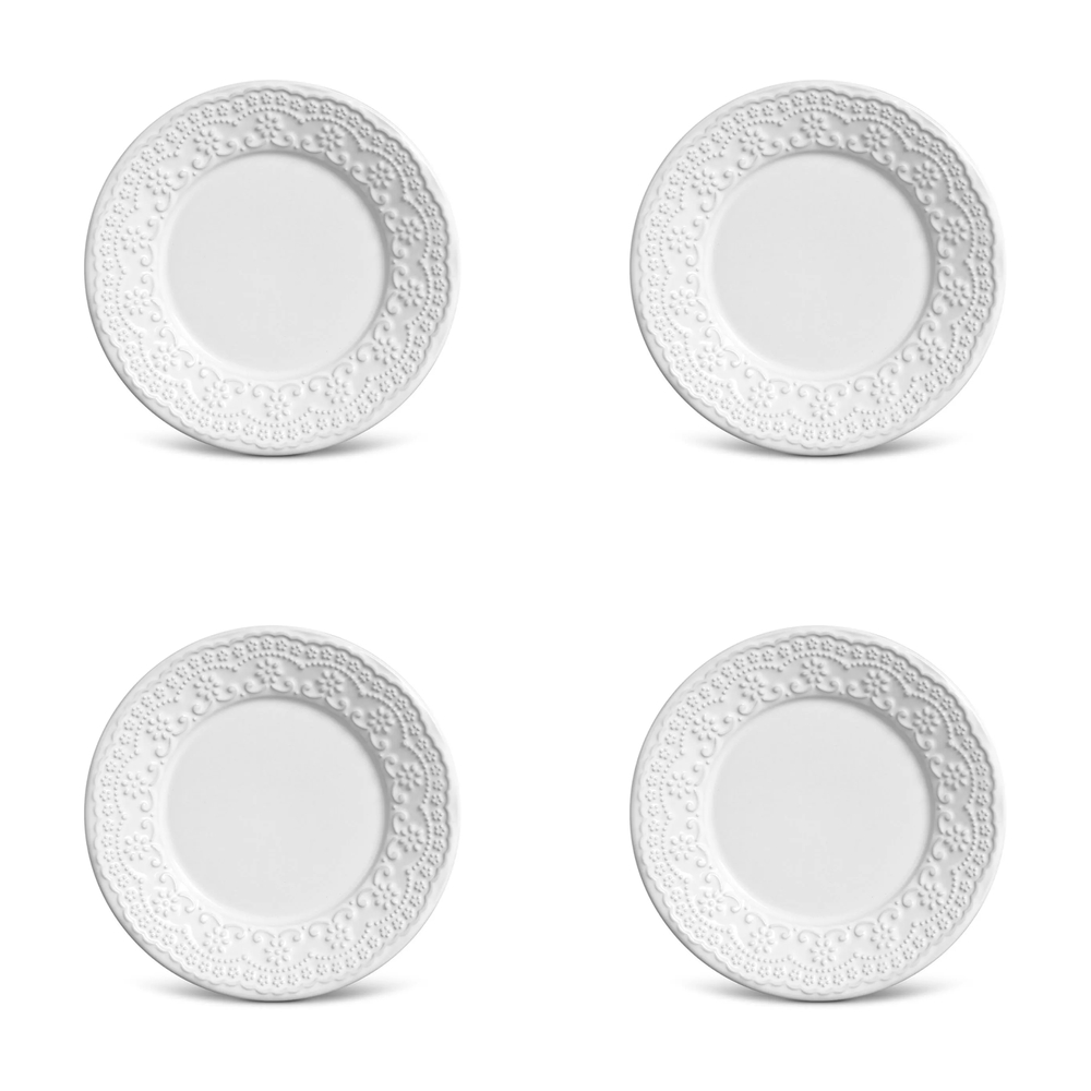 Kit 4 Pratos Sobremesa Madeleine 20,5cm Branco – Porto Brasil Kit 4 Pratos Sobremesa Madeleine 20,5cm Branco – Porto Brasil