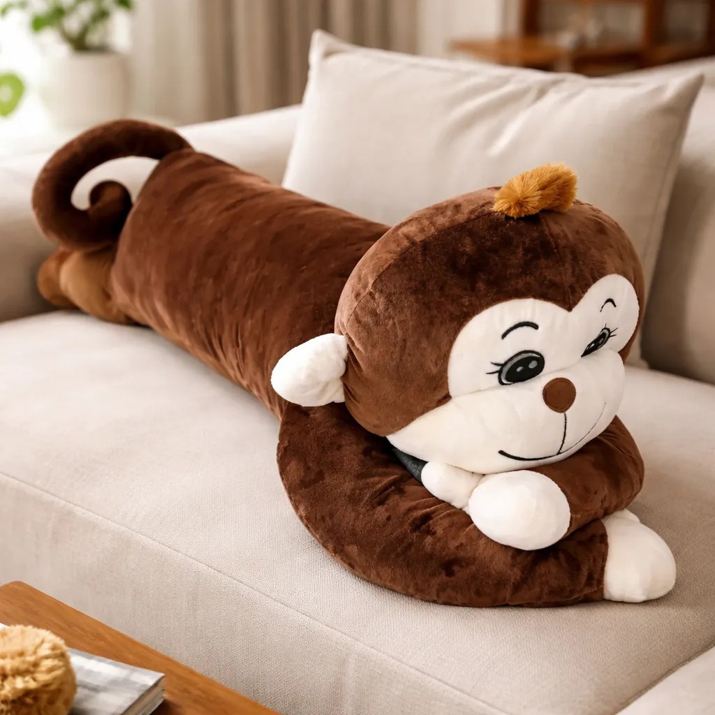 Travesseiro Xuxão Macaco 1,10 m De Corpo Macio Grande Safari Personagens Sono Cama Travesseiro Xuxão Macaco 1