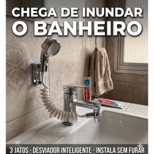 Kit Ducha Chuveirinho Pia Banheiro 3 Jatos Adaptador Desviador Torneira Sem Furar Cromado - Oferta na Shopee