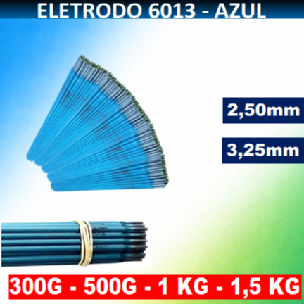 Eletrodo 6013 Azul Solda 2,5mm ou 3,25mm PROFISSIONAL | 300g 500g 1kg 1,5kg | Soldagem Aço Carbono Eletrodo 6013 Azul Solda 2,5mm ou 3,25mm PROFISSIONAL | 300g 500g 1kg 1,5kg | Soldagem Aço Carbono