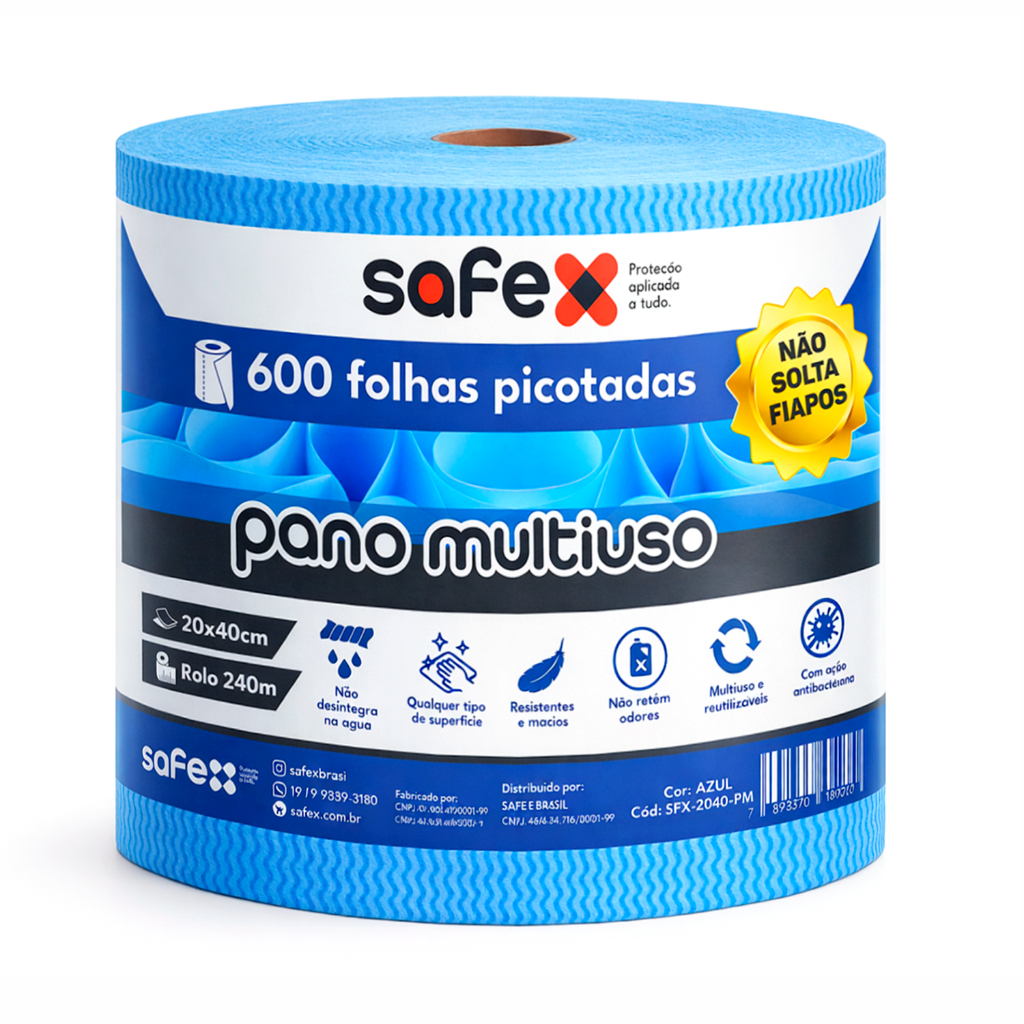 Rolo Pano Multiuso Azul Perfex 20x40cm - Super Absorvente e Reutilizável, 600 Panos Rolo Pano Multiuso Azul Perfex 20x40cm - Super Absorvente e Reutilizável