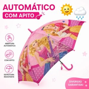 SOMBRINHA GUARDA CHUVA INFANTIL MENINA AUTOMÁTICO COM APITO - Oferta na Shopee