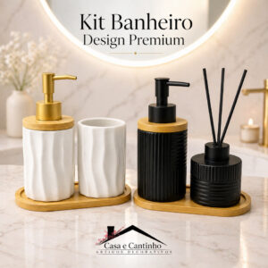 Kit Banheiro Lavabo Dispenser Porta Sabonete Liquido Escova Dente Cerâmica/Porcelana Decoração - Oferta na Shopee