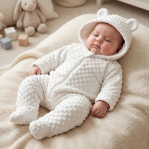 Macacão Bebê Soft Pelúcia Pipoquinha Com Capuz E Zíper Urso Inverno Fleece Quentinho Roupa De Frio - Oferta na Shopee