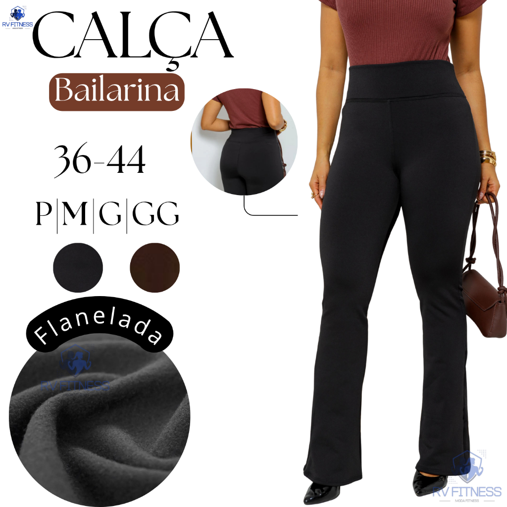Calça Flare bailarina Básico flanelada Cintura Alta Zero transparencia Calça Flare bailarina Básico flanelada Cintura Alta Zero transparencia - Oferta na Shopee