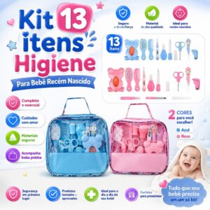 Kit 13 Higiene Cuidado Bebê Recém Nascido Essencial 13 Peças Cuidados Cortador Escova Cabelo Pente - Oferta na Shopee