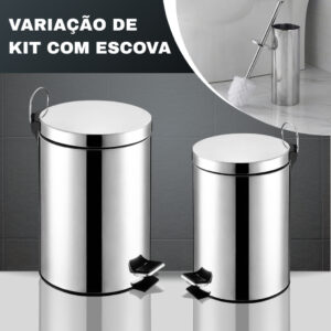 Lixeira De Aço Inox 3 ou 5  Litros C/ Pedal + Cesto Plástico Banheiro Lavabo - Oferta na Shopee