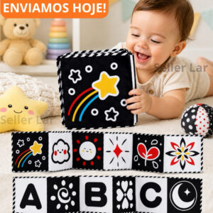 Brinquedo Livro De Pano Macio Para Bebês Alto Contraste Preto E Branco Sensorial De Pequeno Porte - Oferta na Shopee