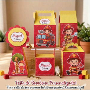 Kit Caixinhas Menino Bombeiro Personalizado (Pegue e Monte)Lembrancinhas e Mimos Aniversário. - Oferta na Shopee