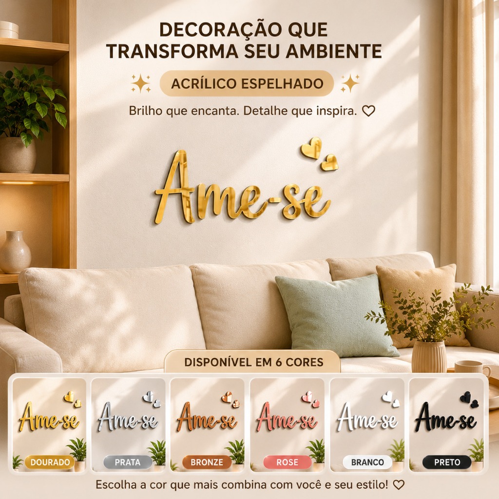Frase Decorativa Acrílico Espelhado de Parede e Espelho Ame-se Frase Decorativa Acrílico Espelhado de Parede e Espelho Ame-se - Oferta na Shopee