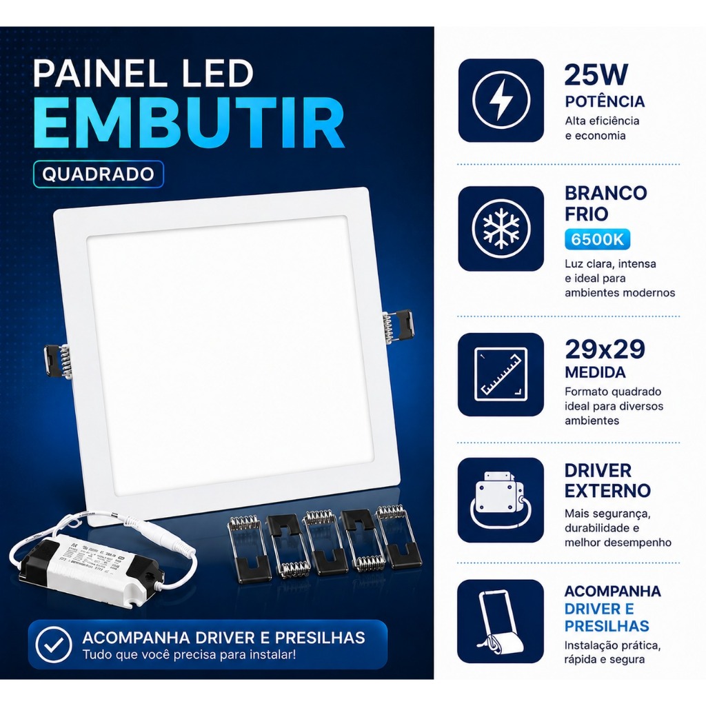 Luminária Plafon Led 25W Embutir Bivolt Quadrado Painel Slim Borda Fina Luminária Plafon Led 25W Embutir Bivolt Quadrado Painel Slim Borda Fina - Oferta na Shopee