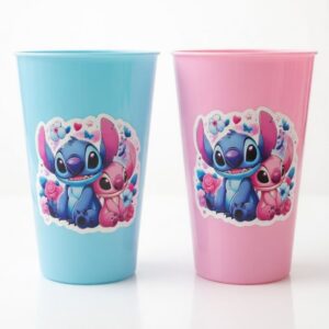 Copos Stitch Angel Adesivados de Plástico 380ml Resistentes Para Criança Festa Lembrancinha presente - Oferta na Shopee