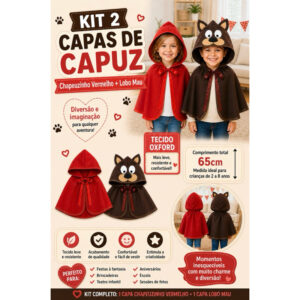 kit de capas Chapeuzinho Vermelho e Lobo mau - Oferta na Shopee