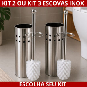 Escova Sanitária De Inox 1/2/3 Com Suporte Limpa Vaso Privada Banheiro Não Enferruja Escova - Oferta na Shopee