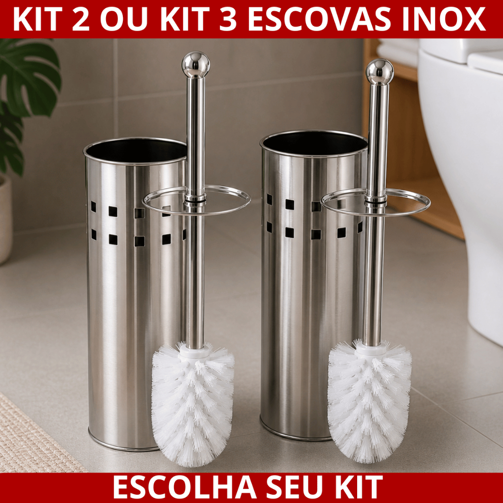 Escova Sanitária De Inox 1/2/3 Com Suporte Limpa Vaso Privada Banheiro Não Enferruja Escova Escova Sanitária De Inox 1/2/3 Com Suporte Limpa Vaso Privada Banheiro Não Enferruja Escova