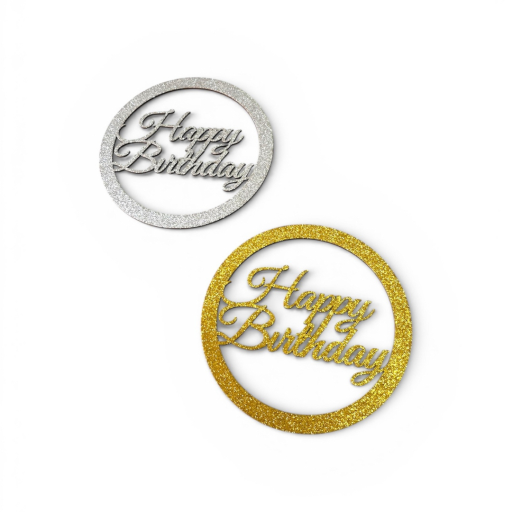 Kit Festa Decoração Painel Redondo Happy Birthday Mdf Brilhante Prata e Dourado Kit Festa Decoração Painel Redondo Happy Birthday Mdf Brilhante Prata e Dourado